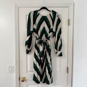 Women’s Elegant Chevron Patterned Midi Dress